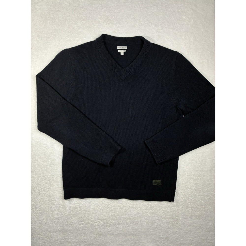 OOBE Sweater Mens Small Dark Blue V Neck Wool Blend Pullover Made in Italy